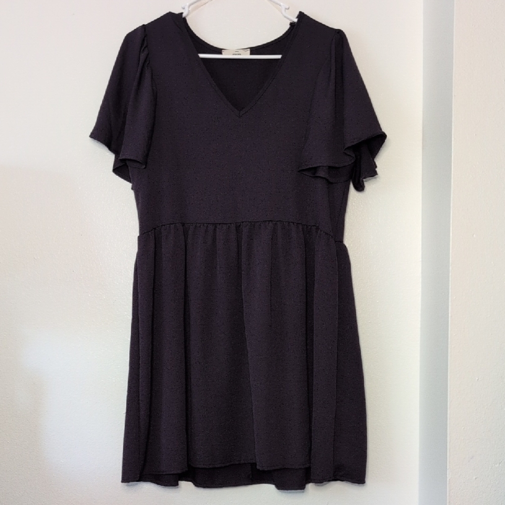 Entro Dark Purple V-Neck Dress